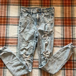 American eagle distressed jeggings light wash size 2